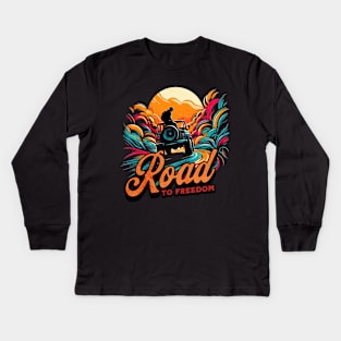 Road to Freedom Sand Jeep Design Kids Long Sleeve T-Shirt